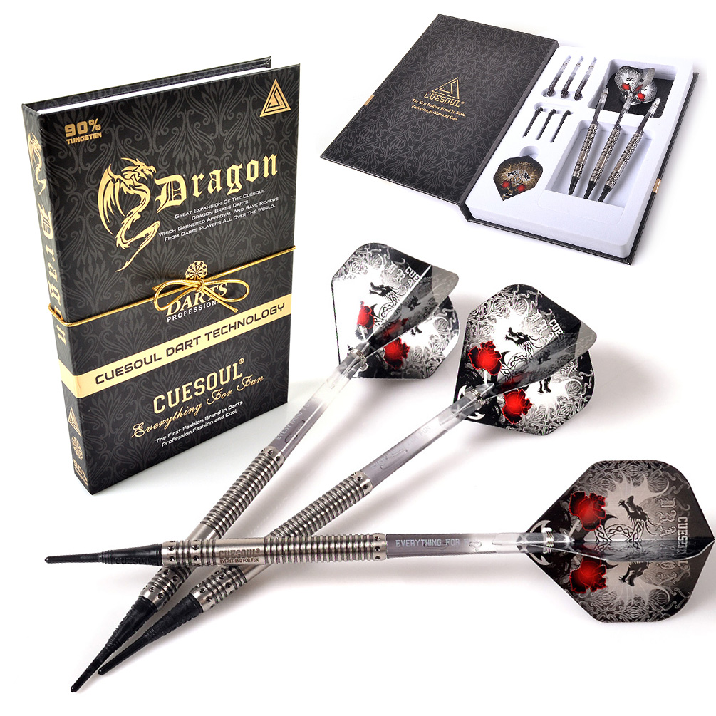 CUESOUL Dragon 90% tungsten 18g Soft Tip Darts Set,Barrel with Titanium  Coated