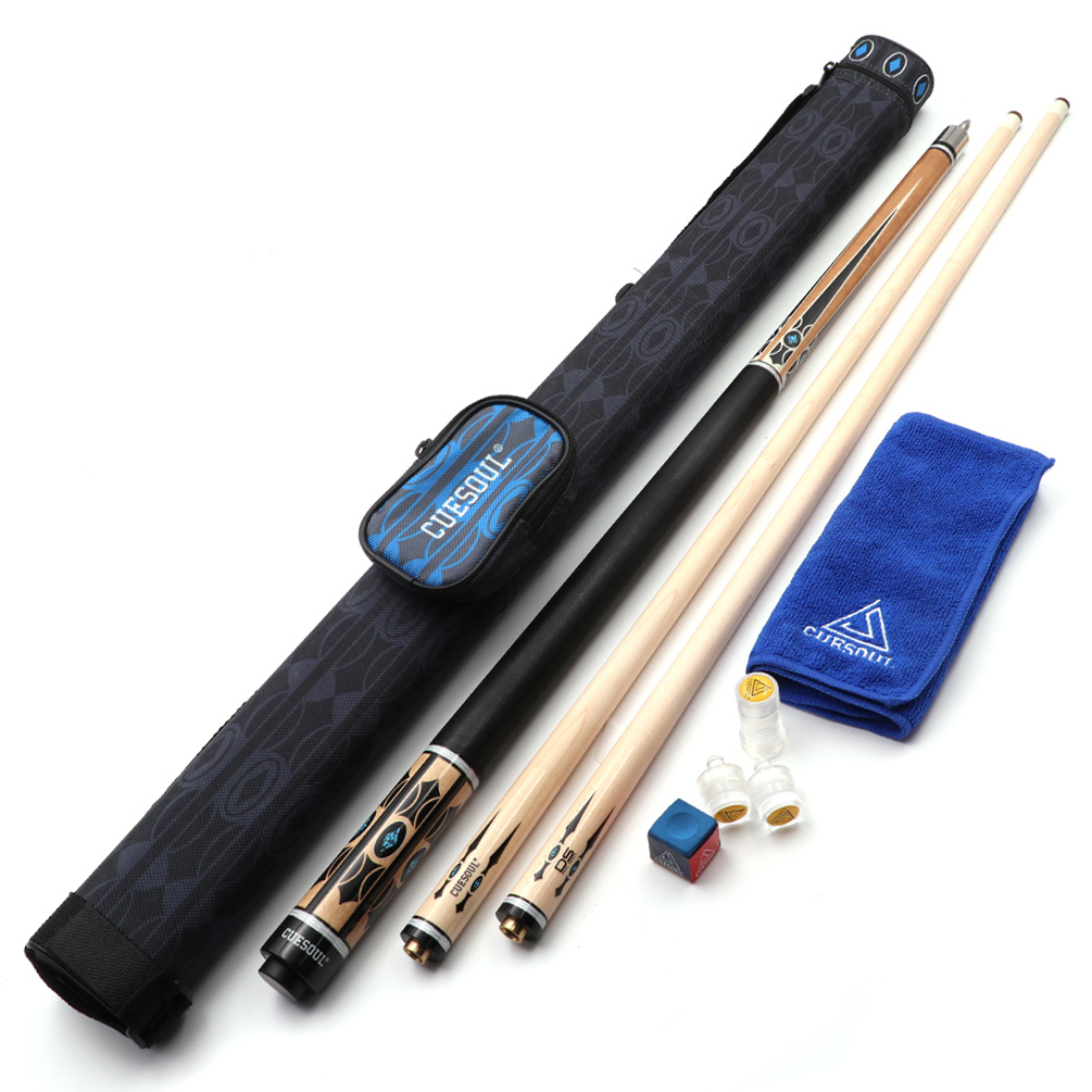 Billiard Pool Cues,58" Hard Canadian Maple,Linen Wrap,13mm Leather Tip Red