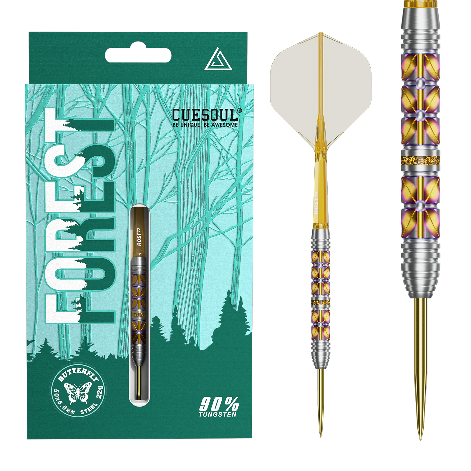 CUESOUL キューソール ファイティングソウルシリーズ C1004 22g CUESOUL FOREST BUTTERFLY 22g/24g Steel Tip 90% Tungsten Dart Set