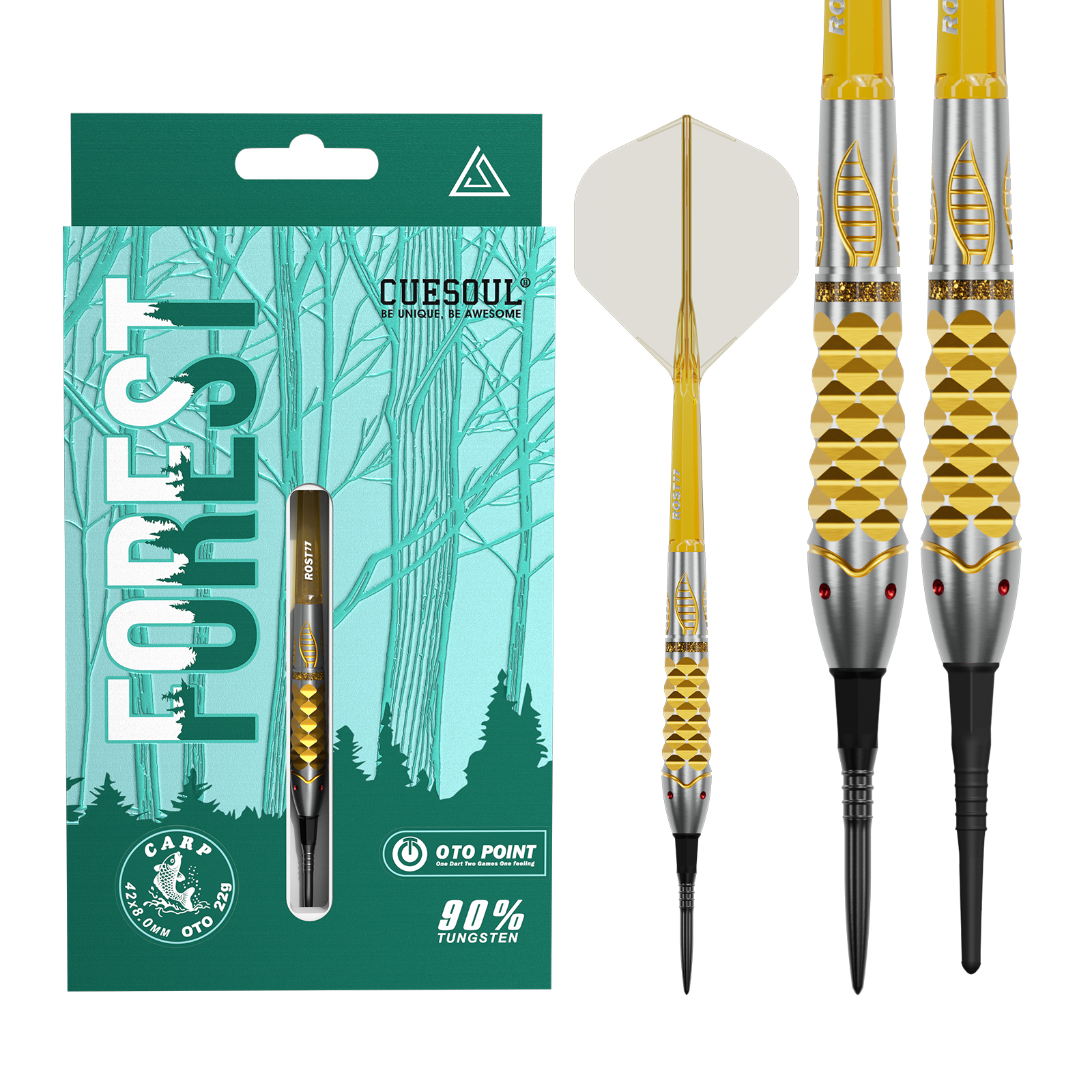CUESOUL FOREST CARP 22/24g OTO Point 90% Tungsten Dart Set with